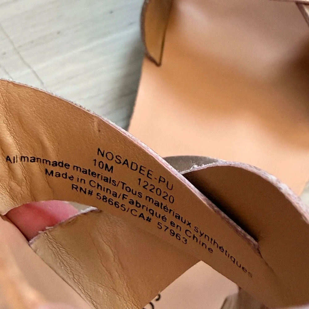 Nordstrom Sandals Nosadee Rose Gold Metallic Crisscross Straps Party Trip 10 EUC